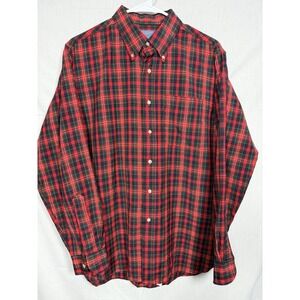 Vintage Pendleton Wool Plaid Button Front Shirt Men's L Long Red Christie Tartan